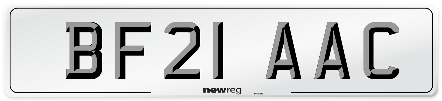 BF21 AAC Number Plate from New Reg